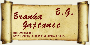 Branka Gajtanić vizit kartica